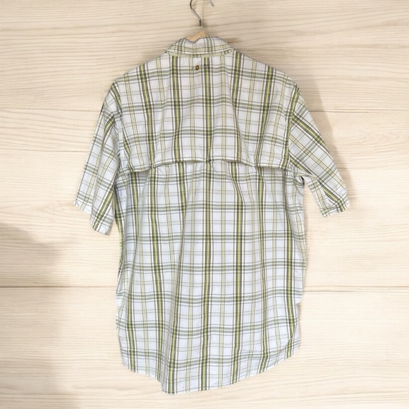 Carhartt Mens Large Green Plaid Vented Fishing Hiking Work Shirt Button Down - Picture 2 of 15